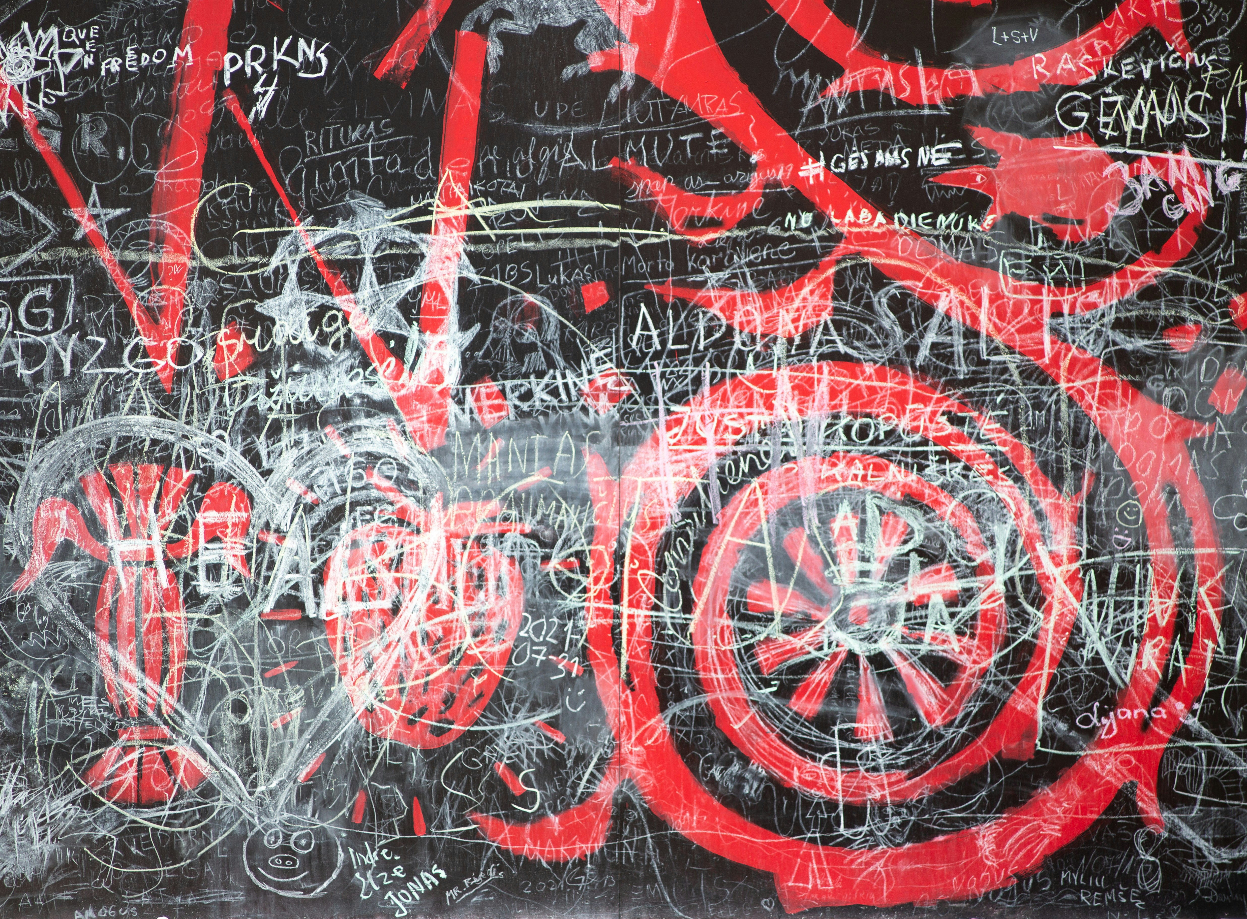 Red bike chalkboard art