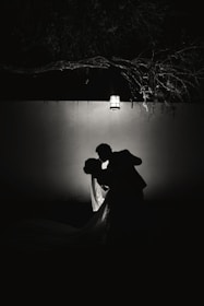 A romantic scene with soft shadows, highlighting tender touches between partners.