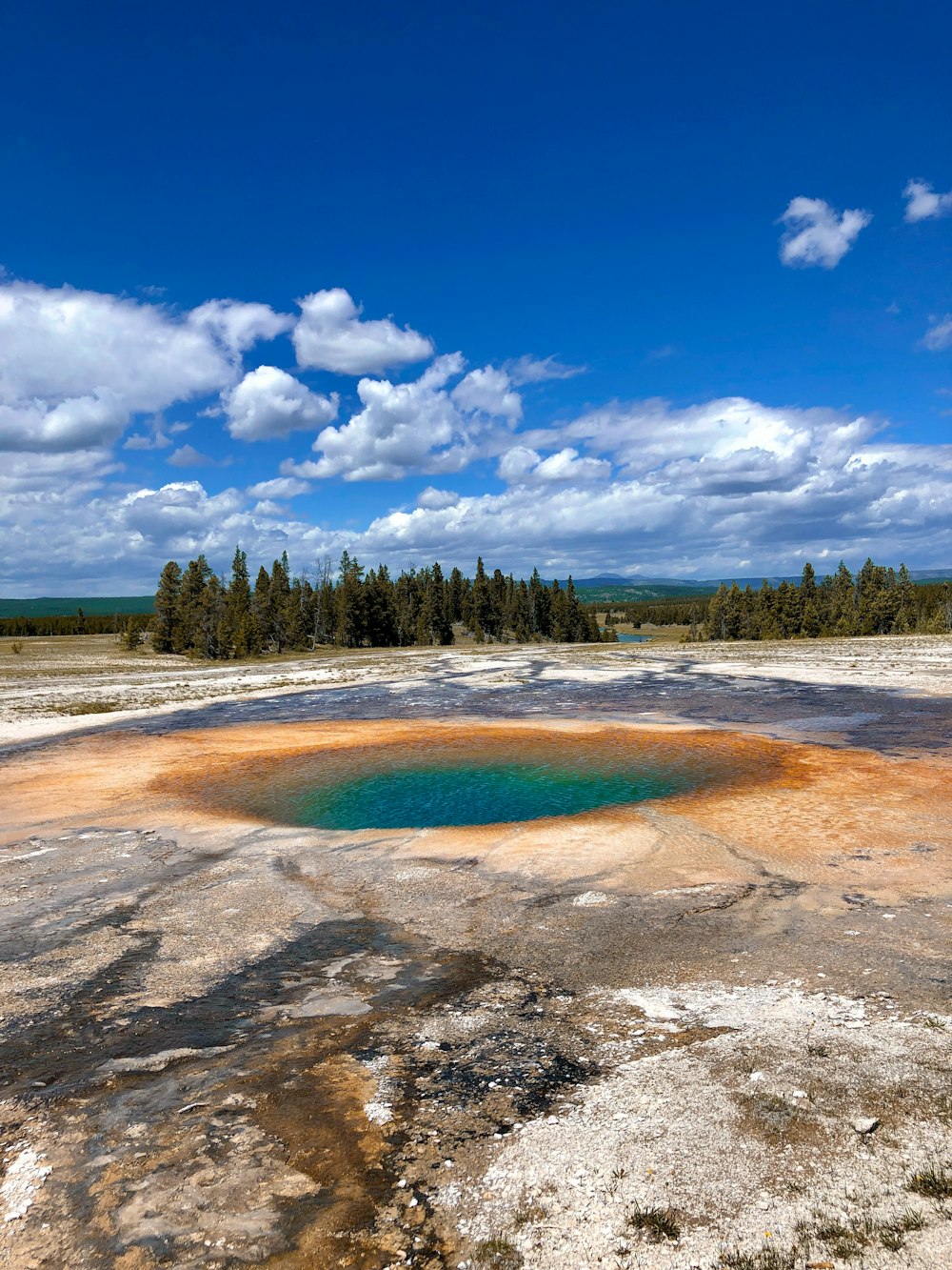 a blue hole in the middle of a field