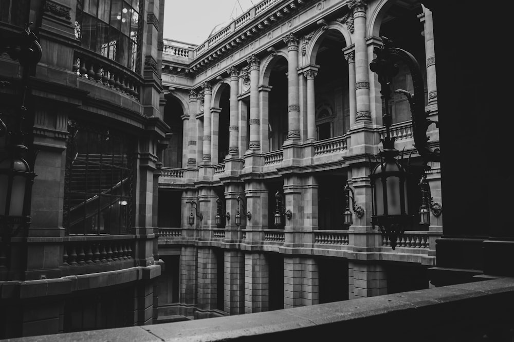 a black and white photo of an old building