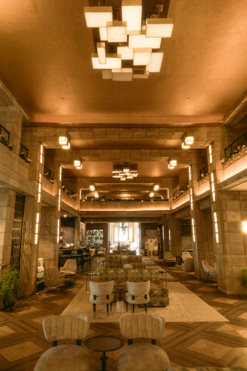 a large room with a lot of chairs and tables