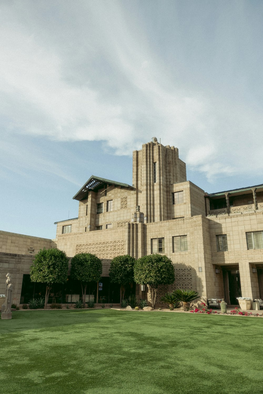 a large building with a clock on the front of it