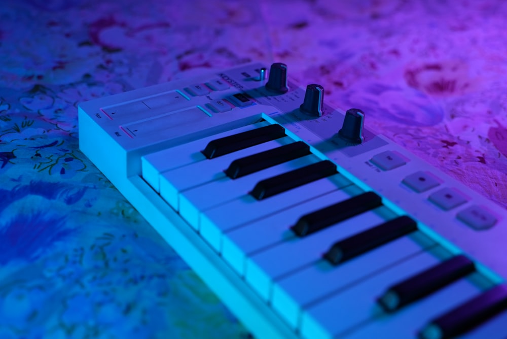 a close up of a keyboard on a table