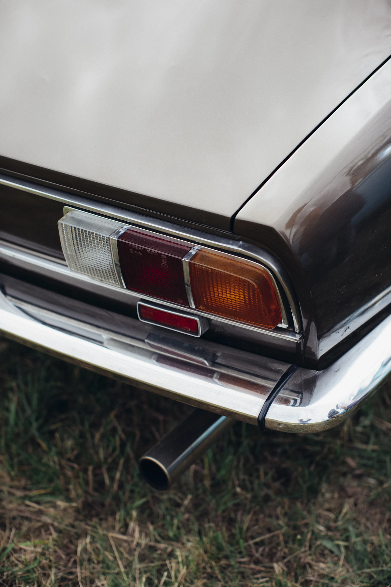 The rear detail of a classic touring car