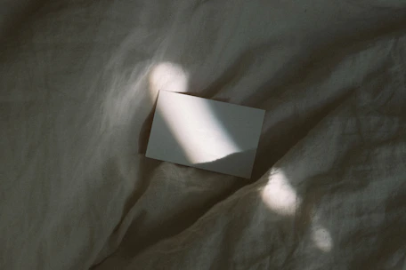 Close-up of a blank sheet of paper illuminated by soft natural light.
