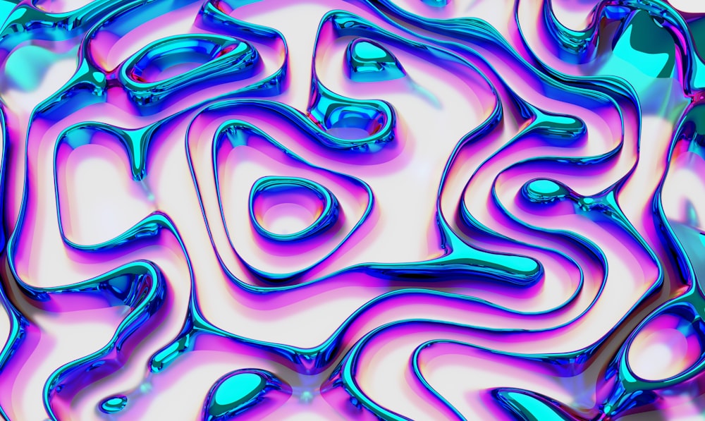 a close up of a pattern of blue and purple liquid