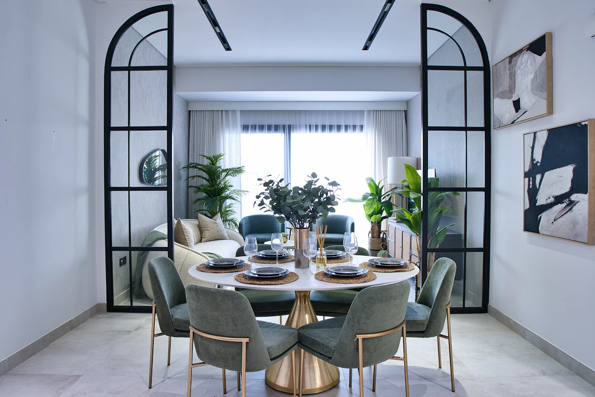 Dubai Hills Family Villa — arched dining room