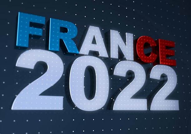 a large sign that says france in red, white and blue