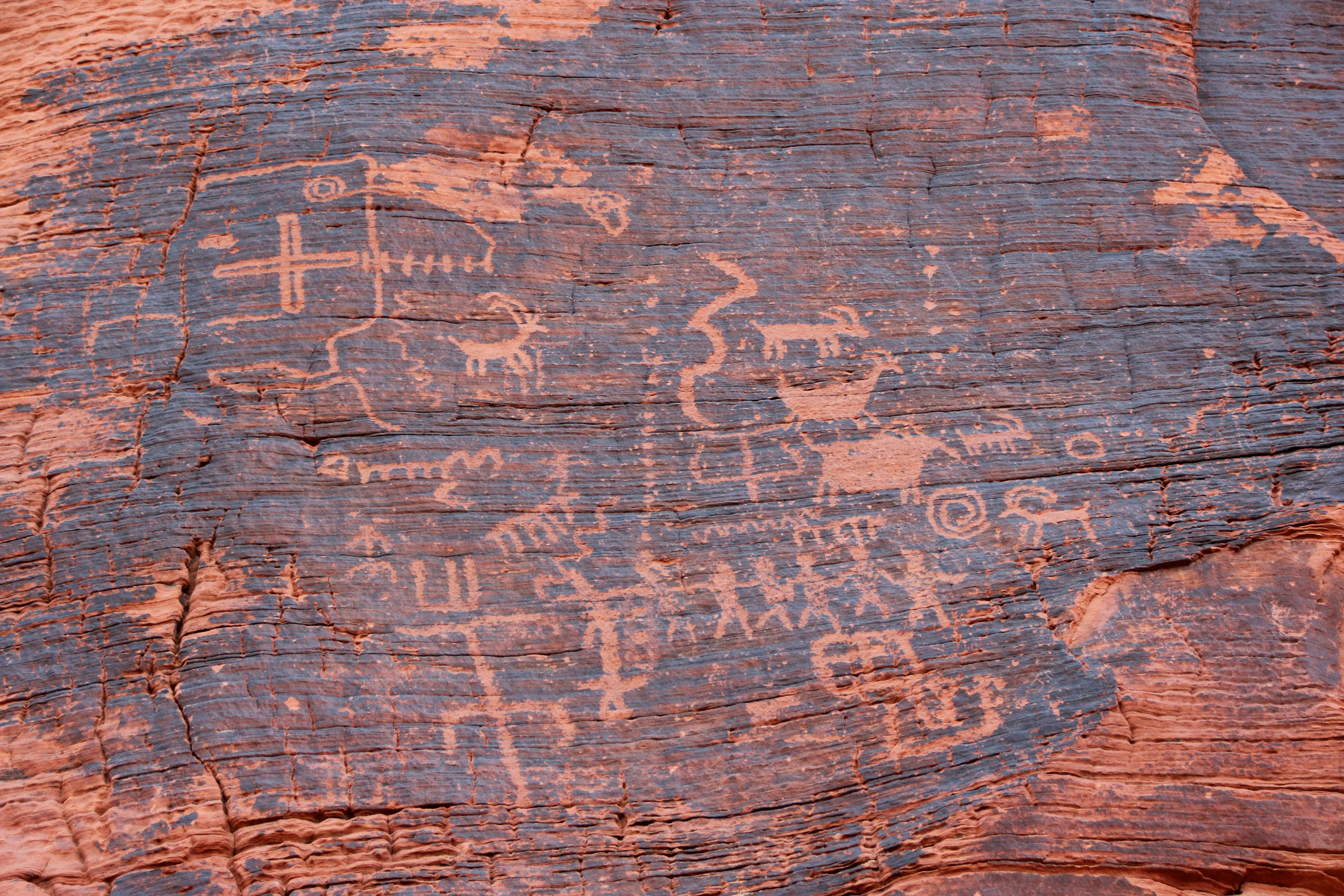a rock with some drawings on it, Rock drawings along Petroglyph Canyon Trail in the Valley of Fire.