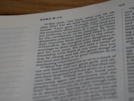 An open page of a Bible with visible chapter and verse numbers. The passage features text from the book of Ezra, specifically chapter 9, verses 10 to 12, running across two columns on white paper.