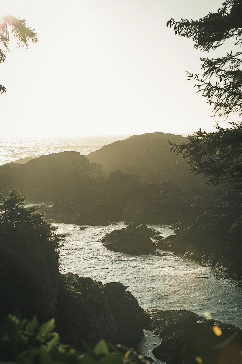 a view of a body of water from a cliff