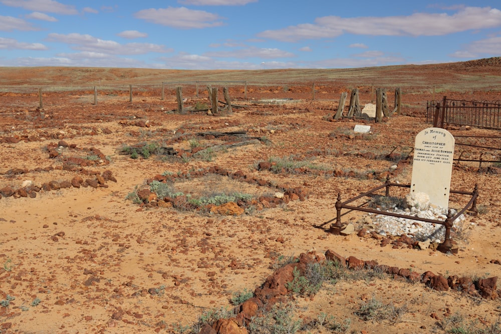 a cemetery in the middle of a desert