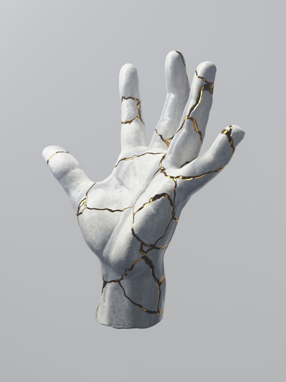 eine Skulptur einer Hand, um die ein Draht gewickelt ist