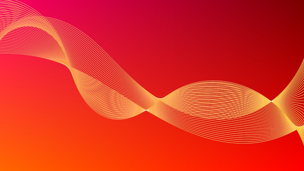 a red and yellow background with wavy lines