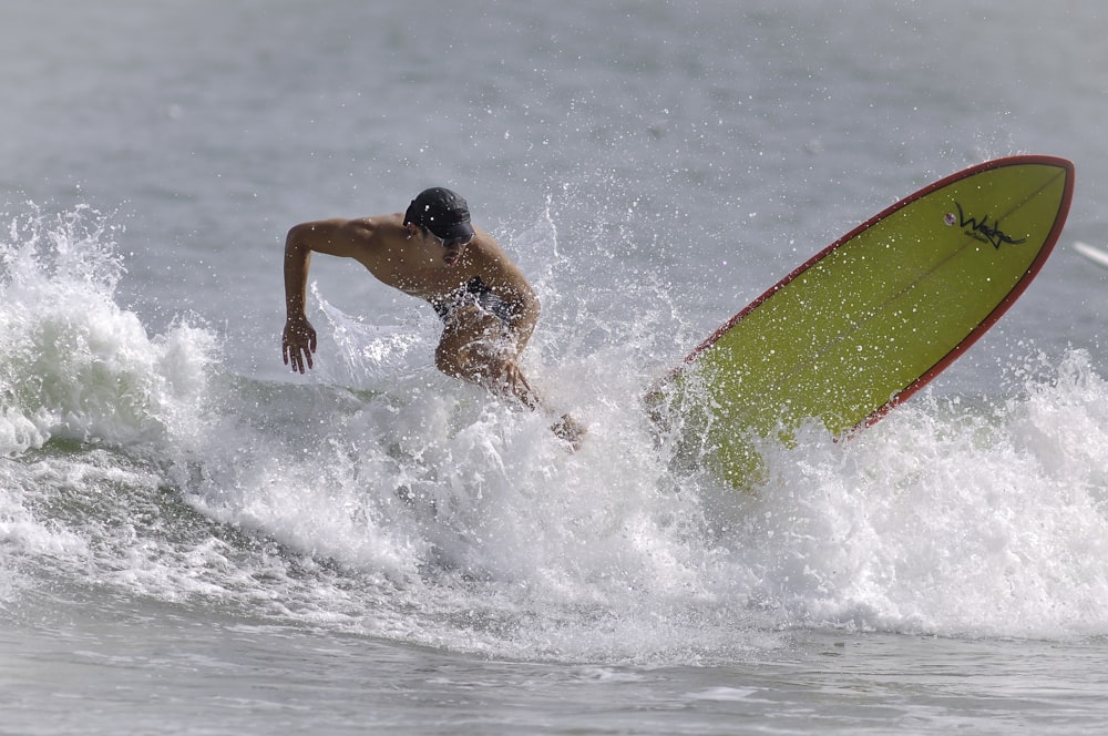 a man riding a wave on top of a surfboard