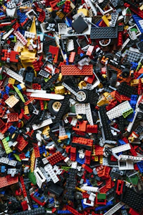 An assortment of building blocks neatly arranged, showcasing the variety of mindbricks sets.