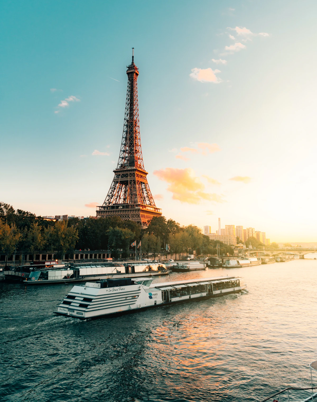 A river cruise ship on a European river