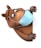 A cartoon hippopotamus peeks from behind a blank white surface. It has a light blue surgical mask covering its nose and mouth, with large, expressive eyes looking curiously to the side. The hippo's ears are perked up, and its brown skin has a smooth texture.