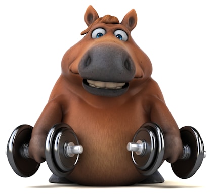 Cartoon-style illustration of a personal trainer motivating a diverse group of clients in a bright, animated gym setting.