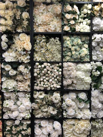 A simple grid of elegant flower selections featuring roses, eucalyptus, and baby’s breath.