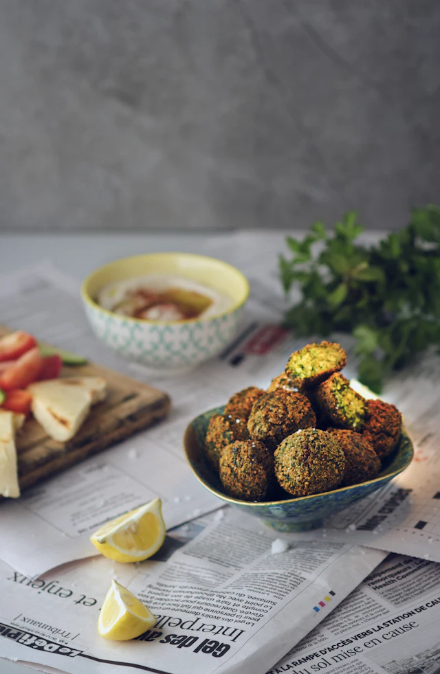 Typical hummus and falafel