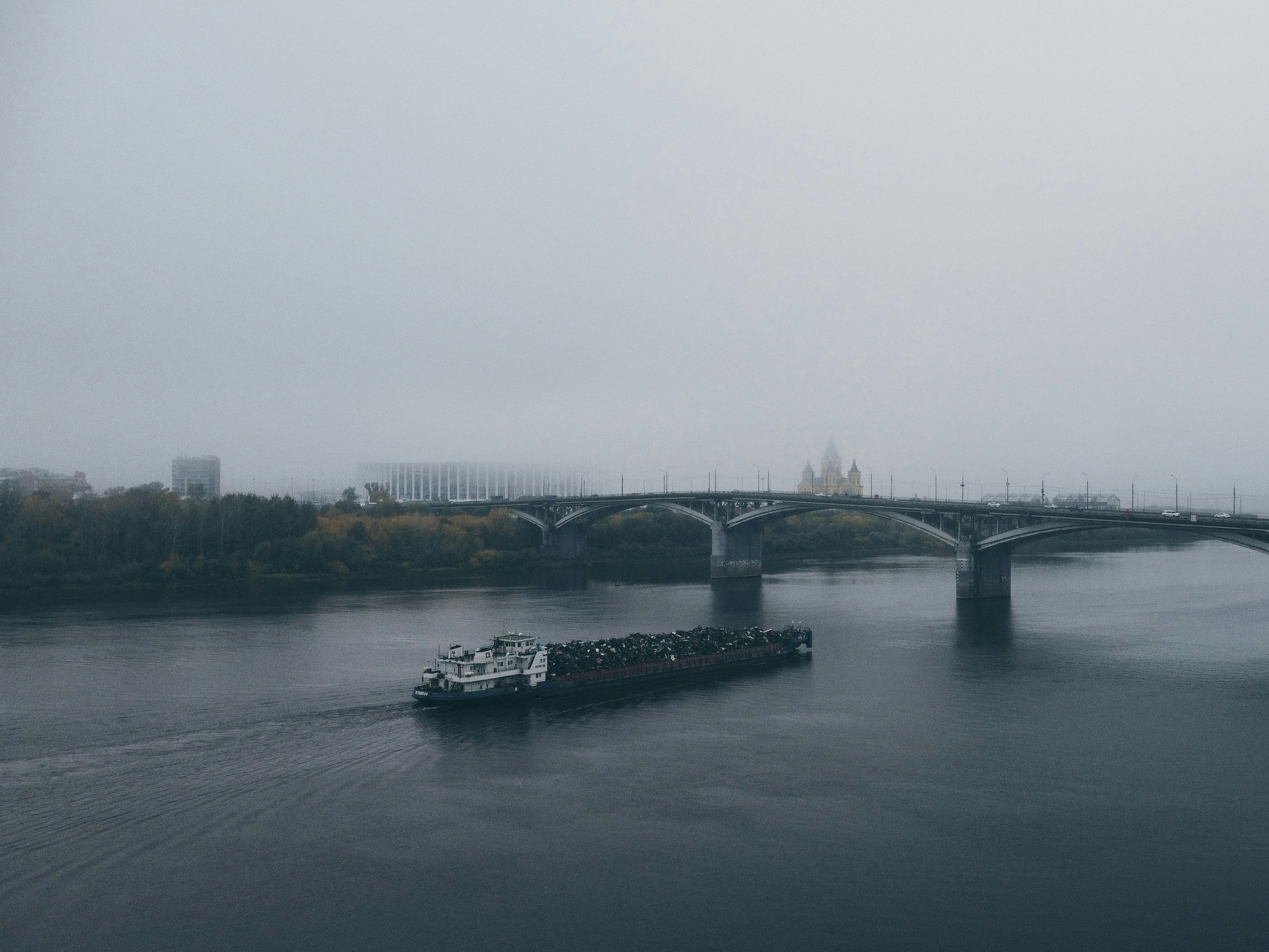 a large boat on a large body of water
