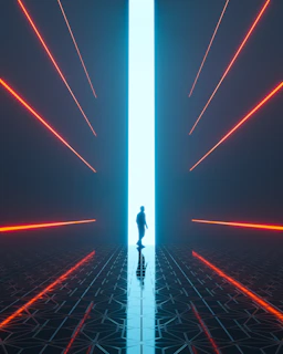 a man is standing in the middle of a tunnel