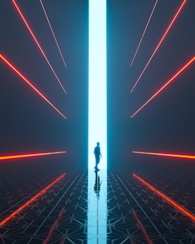 a man is standing in the middle of a tunnel