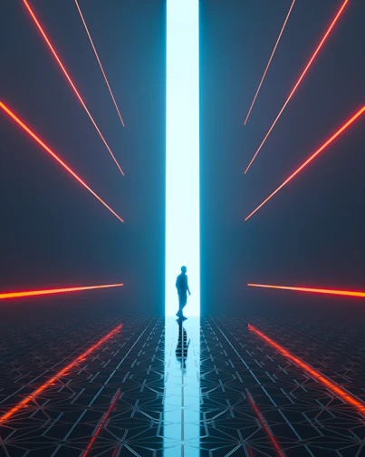 a man is standing in the middle of a tunnel