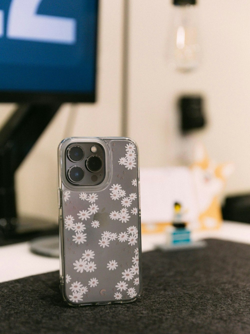 a phone case sitting on top of a desk