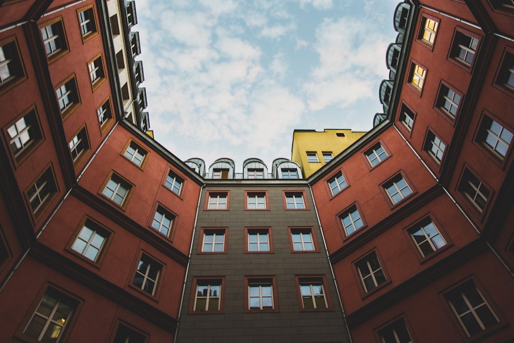 looking up at a building from the ground