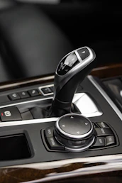 a close up of a car steering wheel