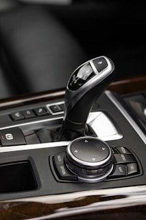 a close up of a car steering wheel