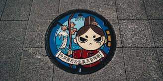 a sign with a cartoon character on it