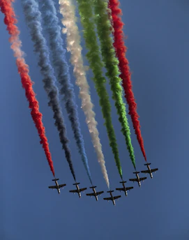 a group of airplanes flying in formation in the sky