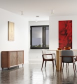A before-and-after comparison of a transformed dining area.