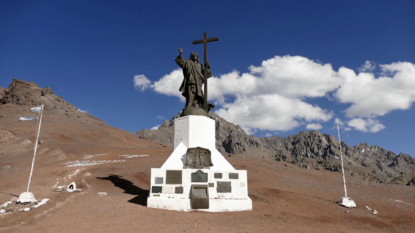 Weinreben in Mendoza vor den schneebedeckten Anden