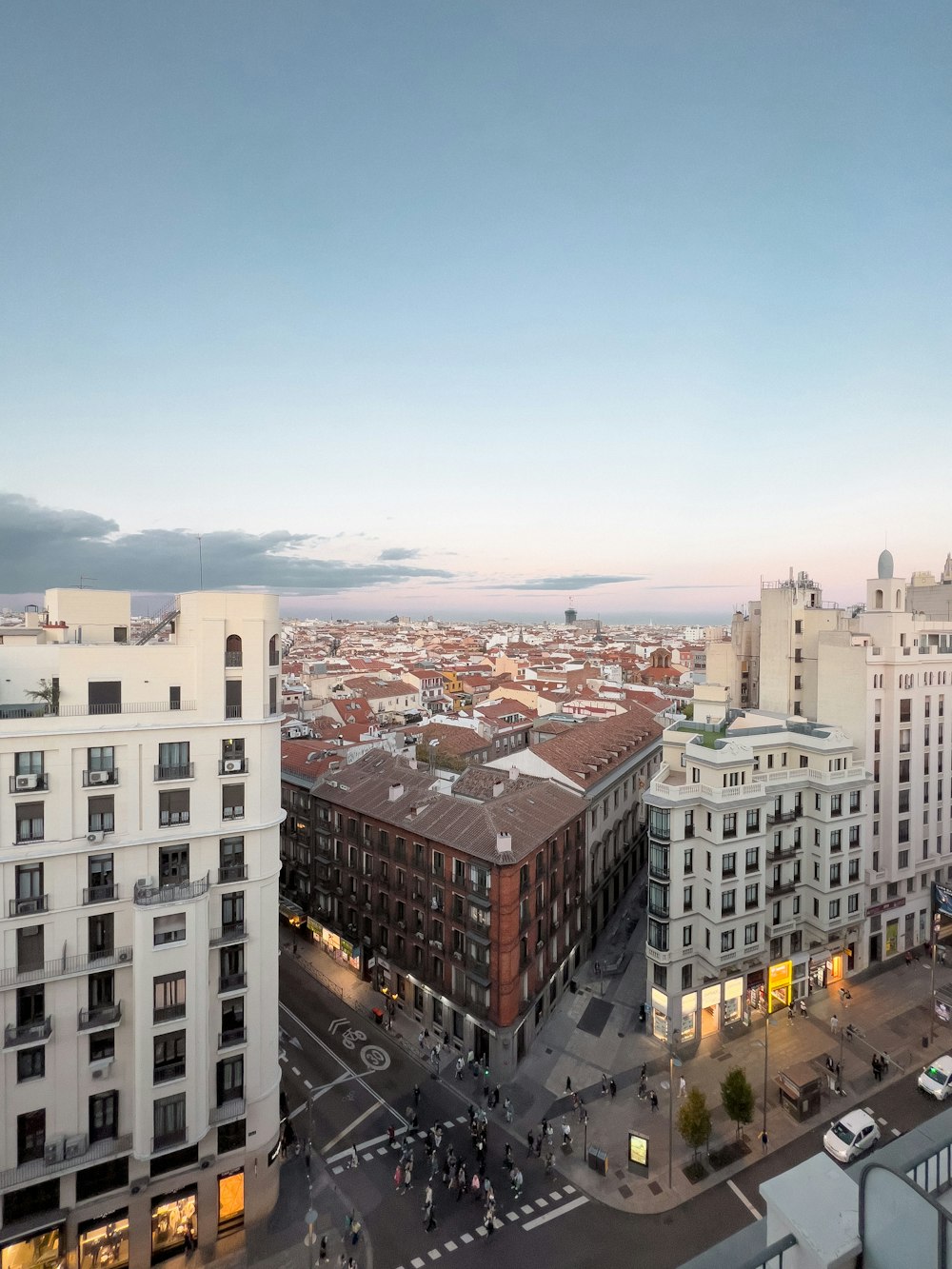 a view of a city from the top of a building