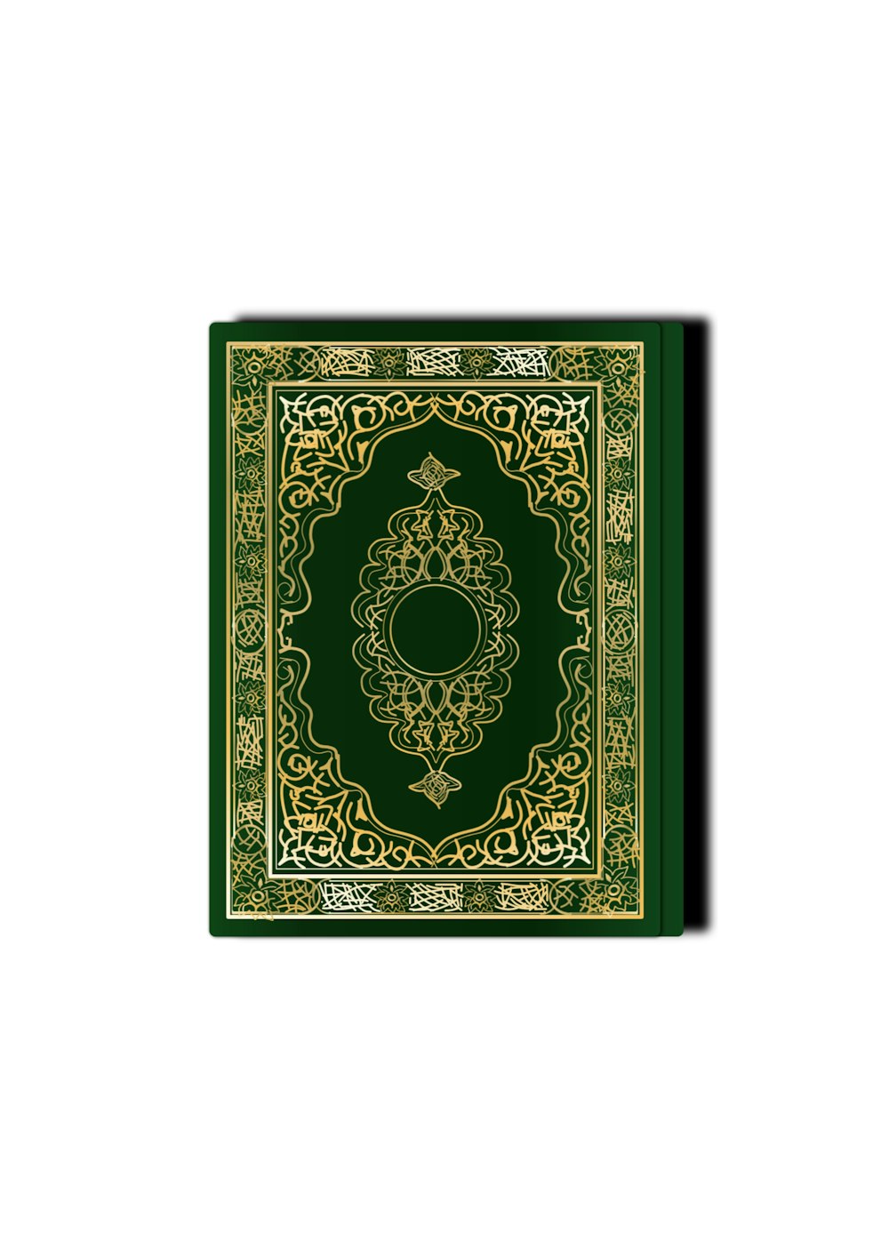 a green and gold book with a gold border