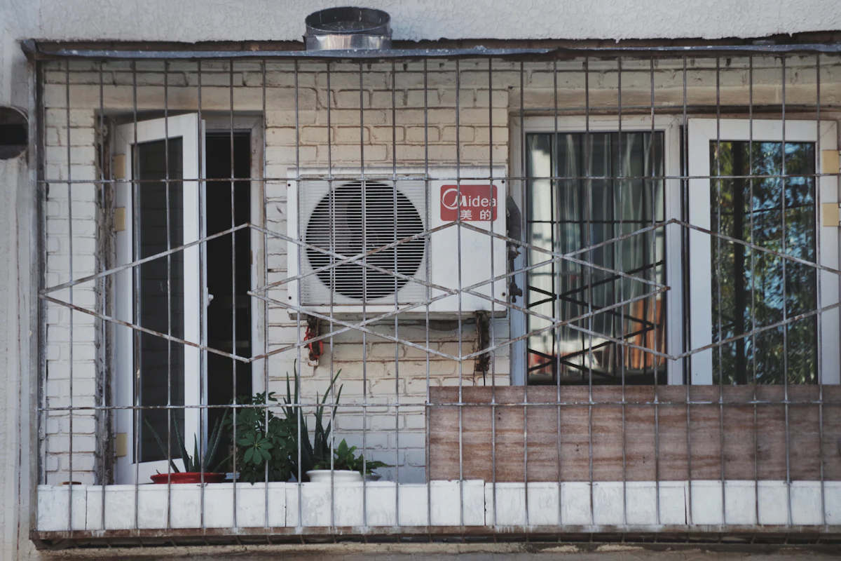 air conditioner on the side of a building