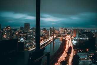 a view of a city at night from a high rise