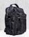 A sleek black backpack with multiple zippered compartments and a sturdy carrying handle. The design is minimalist and practical, suggesting functionality and durability.