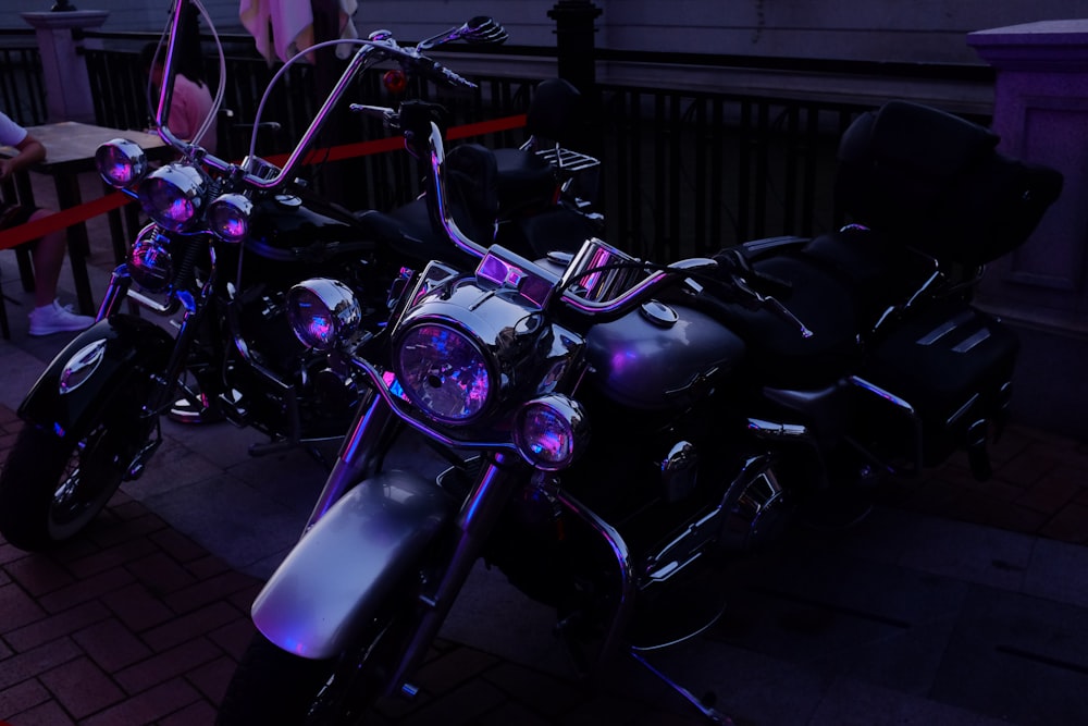 a couple of motorcycles parked next to each other