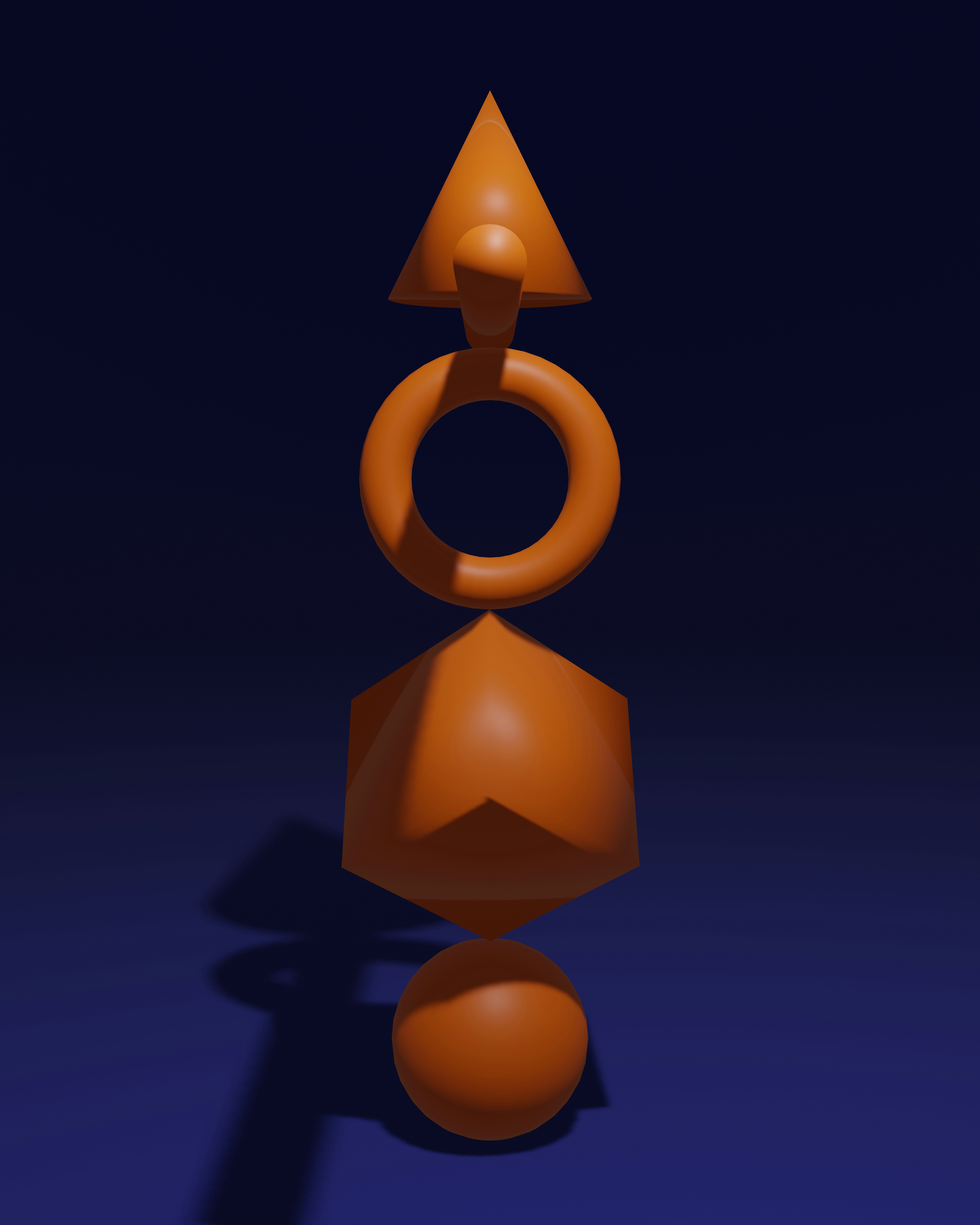a 3d image of an orange object on a blue background