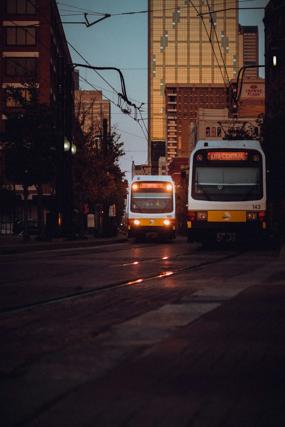 a bus and a bus on a city street