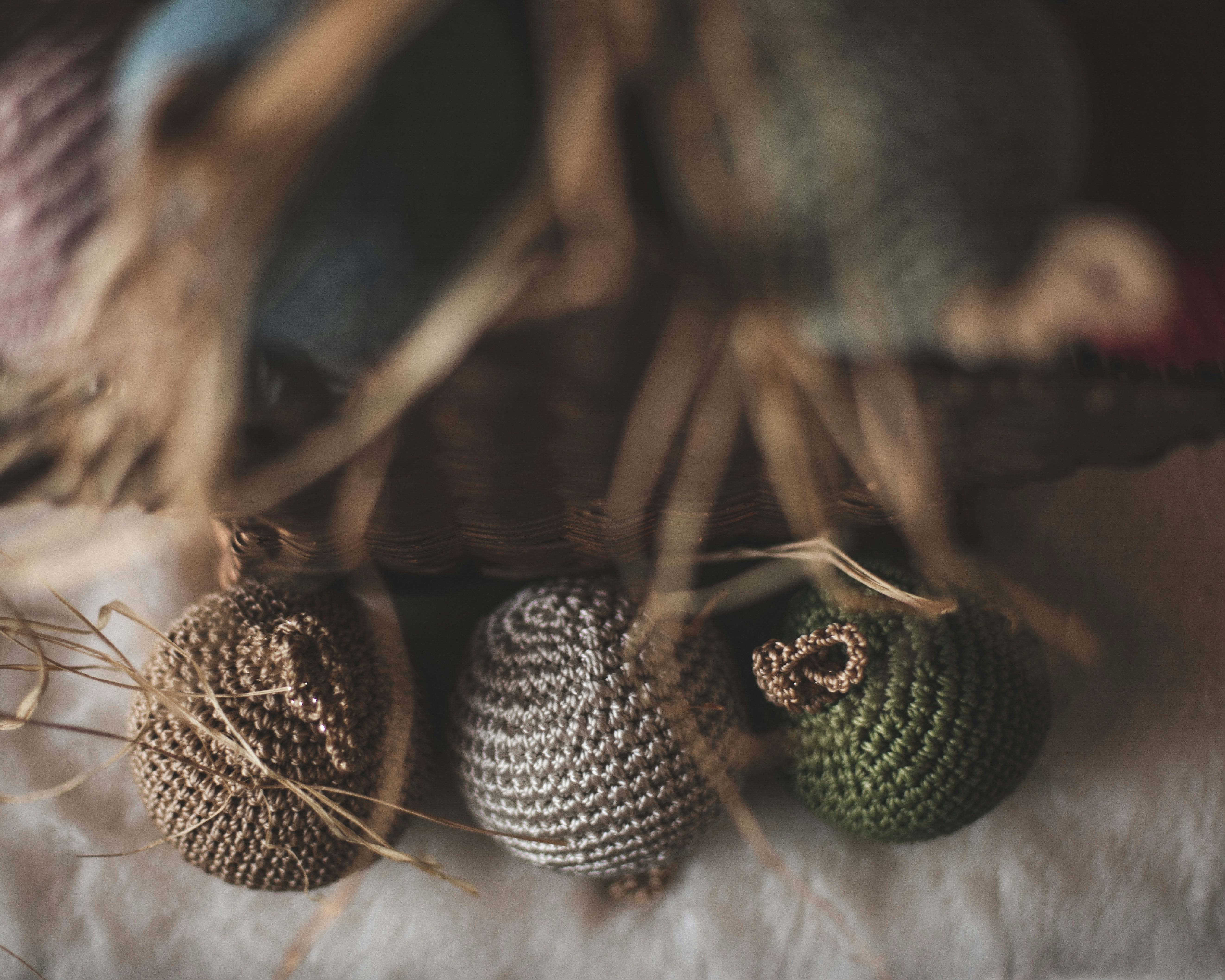 Crochet hooks and yarn balls