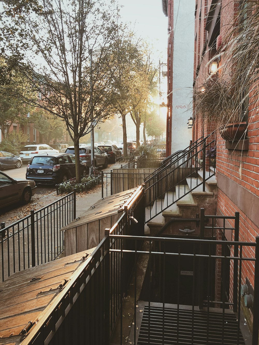 a set of stairs leading up to a building