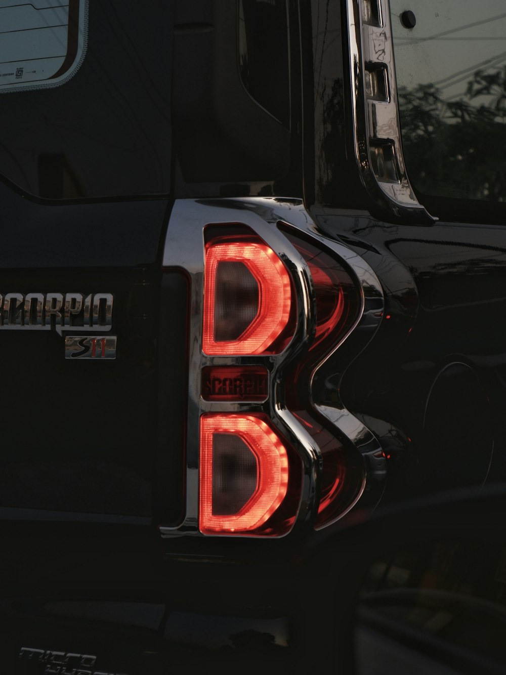 a close up of the tail lights of a truck