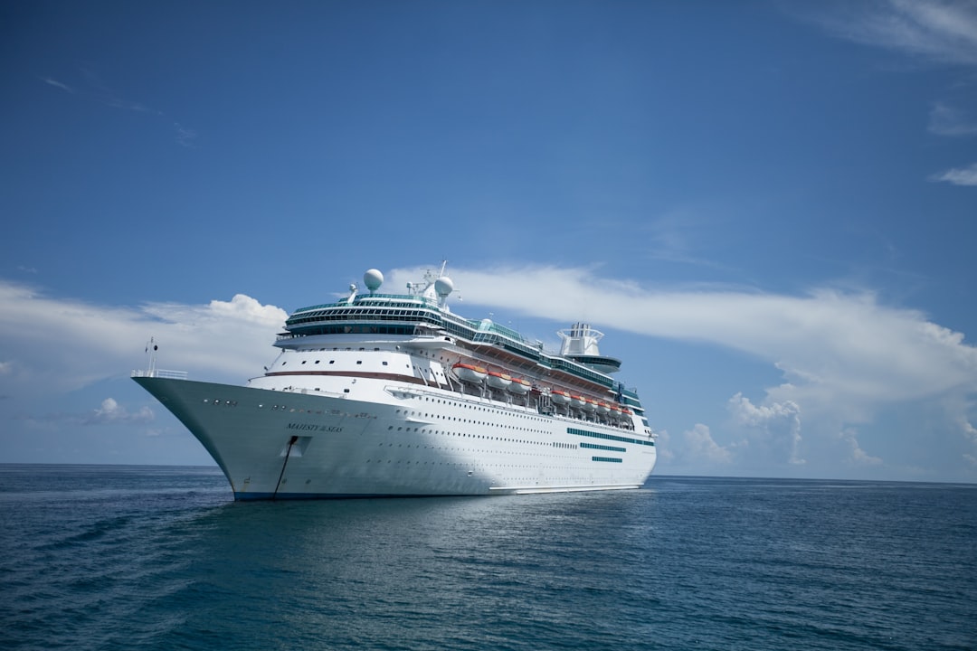 a cruise ship in the middle of the ocean,
