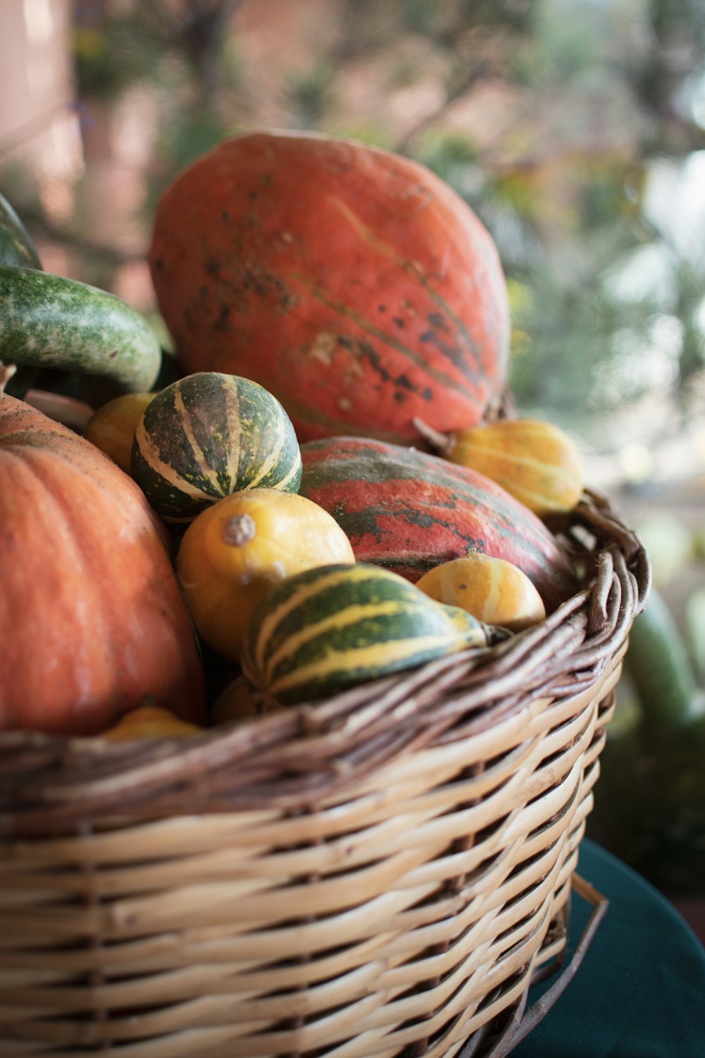 a basket filled with lots of different types of fruit